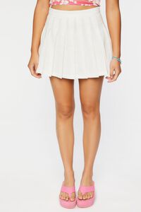VANILLA Pleated Linen Mini Skirt, image 2