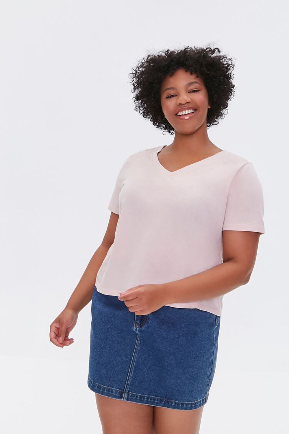 DUSTY PINK Plus Size Basic Organically Grown Cotton Tee, image 1
