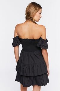 BLACK Ruffled Off-the-Shoulder Mini Dress, image 3