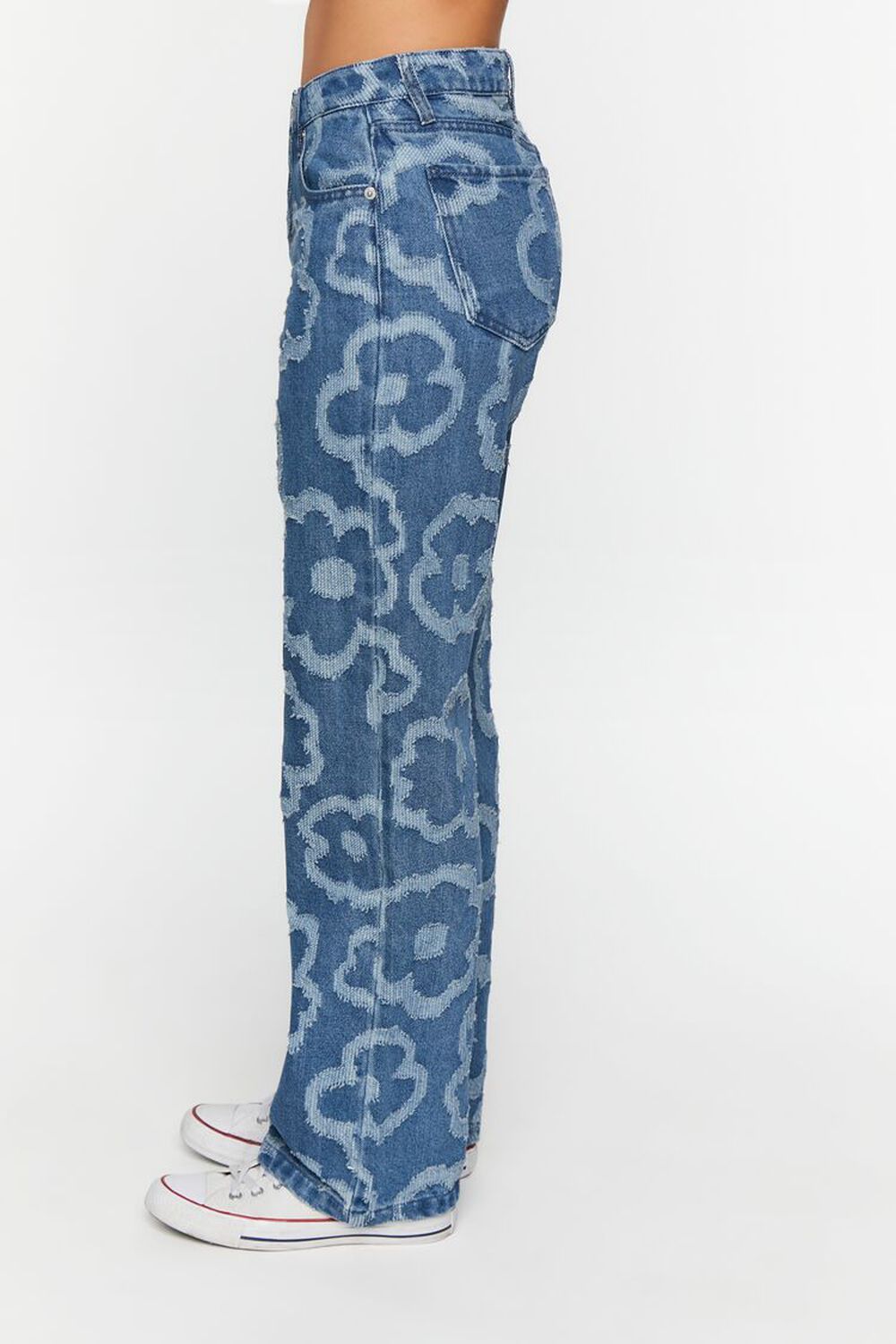MEDIUM DENIM Textured Floral Print 90s-Fit Jeans, image 2