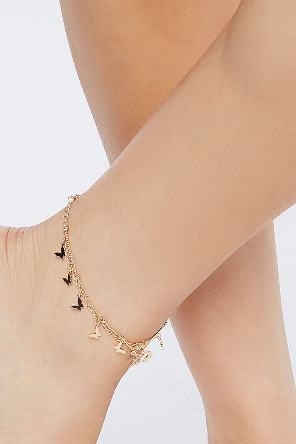 GOLD Butterfly Charm Chain Anklet Set, image 1