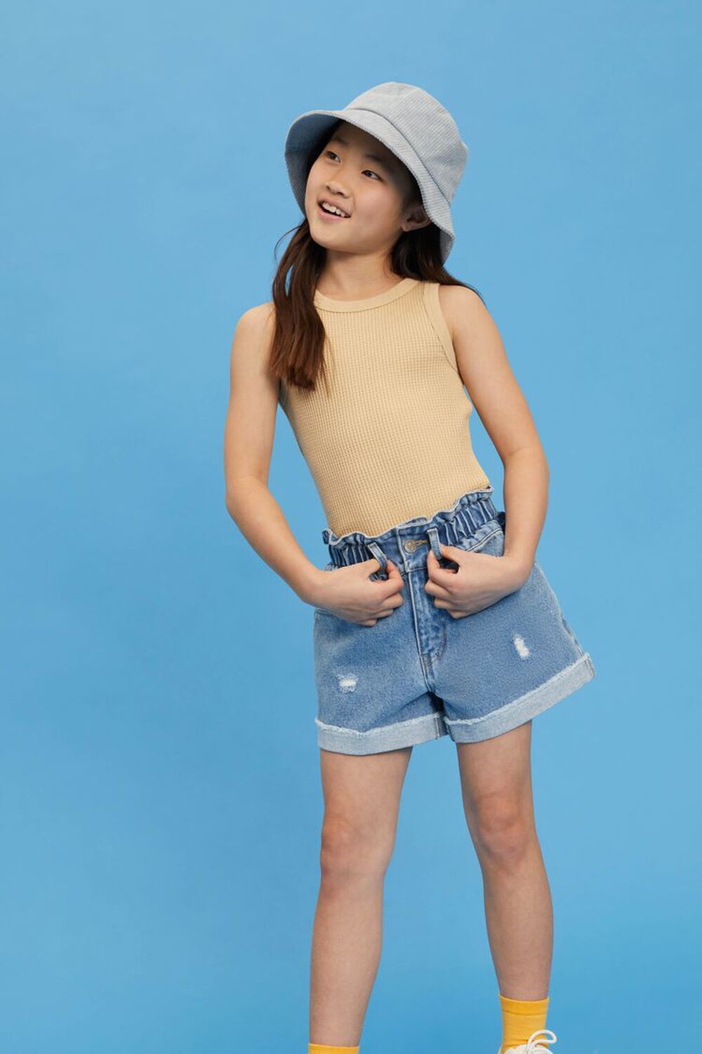 MEDIUM DENIM Girls Organically Grown Cotton Shorts (Kids), image 1