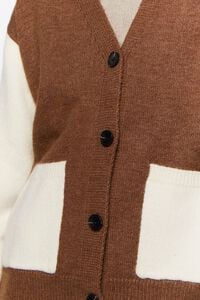 BROWN/CREAM Colorblock Cardigan Sweater, image 6