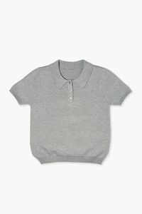 HEATHER GREY Girls Sweater-Knit Polo Shirt (Kids), image 1