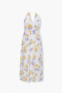 IVORY/MULTI Plus Size Floral Print Halter Dress, image 1