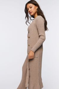 TAUPE Rib-Knit Longline Cardigan Sweater, image 2