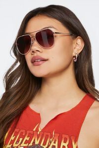 ROSE GOLD/PLUM Tinted Aviator Sunglasses, image 2