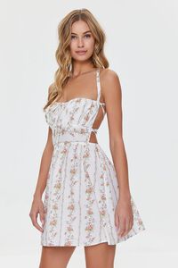 WHITE/MULTI Floral Print Lace-Back Mini Dress, image 1