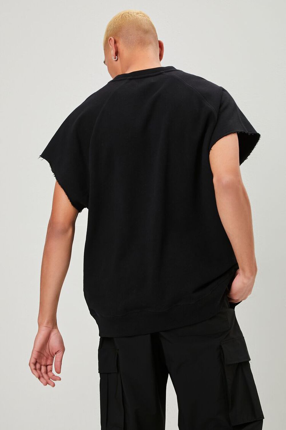 BLACK French Terry Short-Sleeve Sweatshirt, image 3