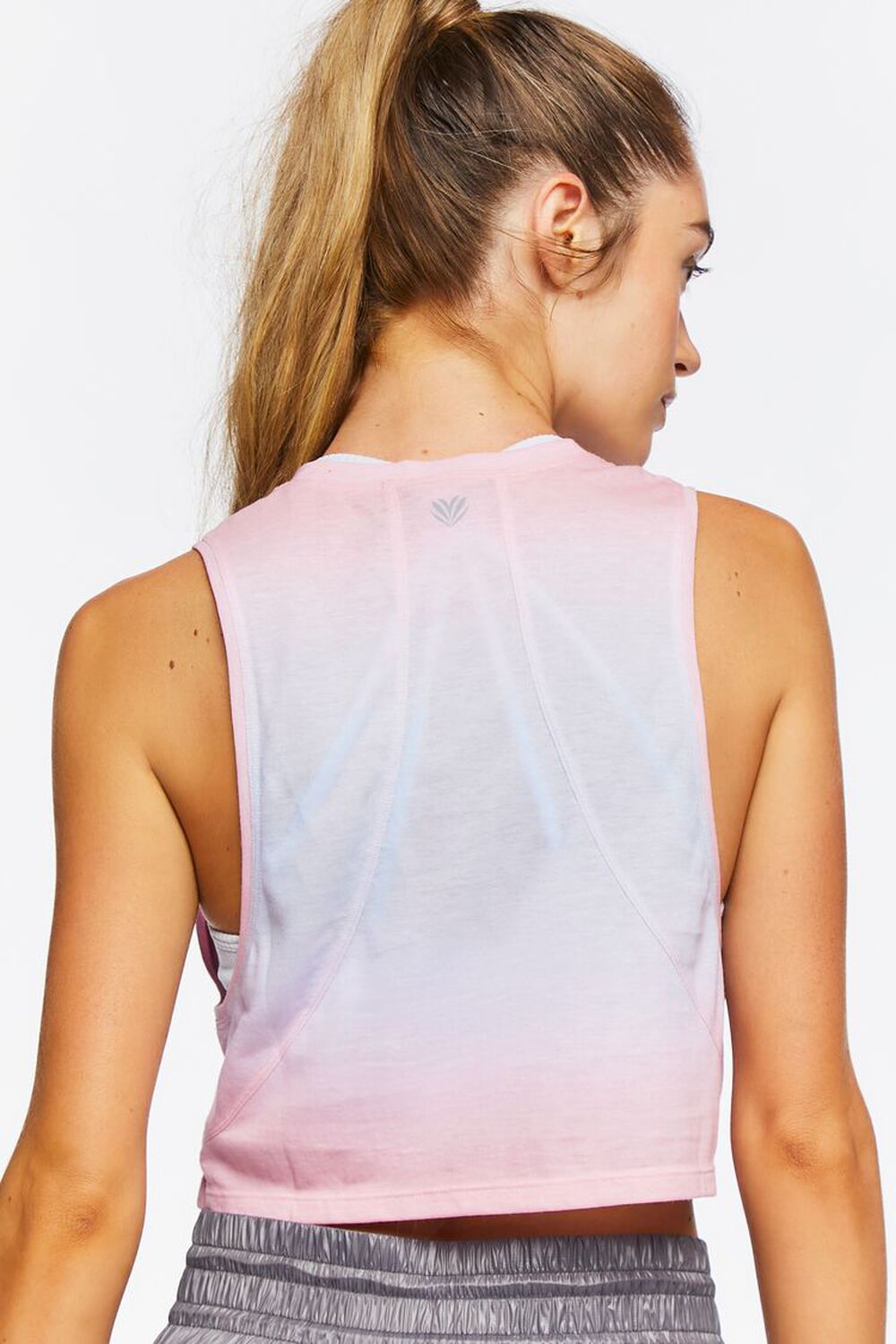 CRYSTAL/MAUVE Active Cropped Ombre Muscle Tee, image 3