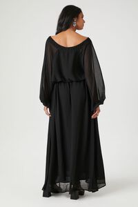 BLACK Organza Tassel Maxi Dress, image 3