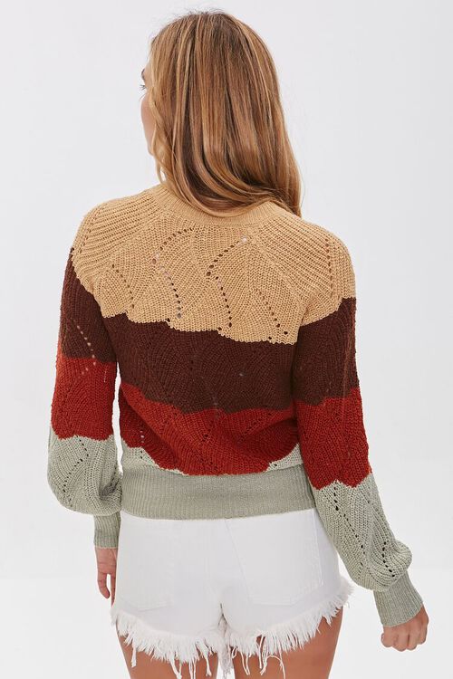 TAUPE/MULTI Colorblock Pointelle Knit Sweater, image 4