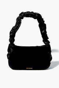 BLACK Ruched Faux Leather Bag, image 1