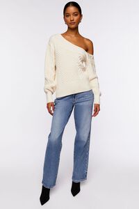CREAM One-Shoulder Cable Knit Sweater, image 4
