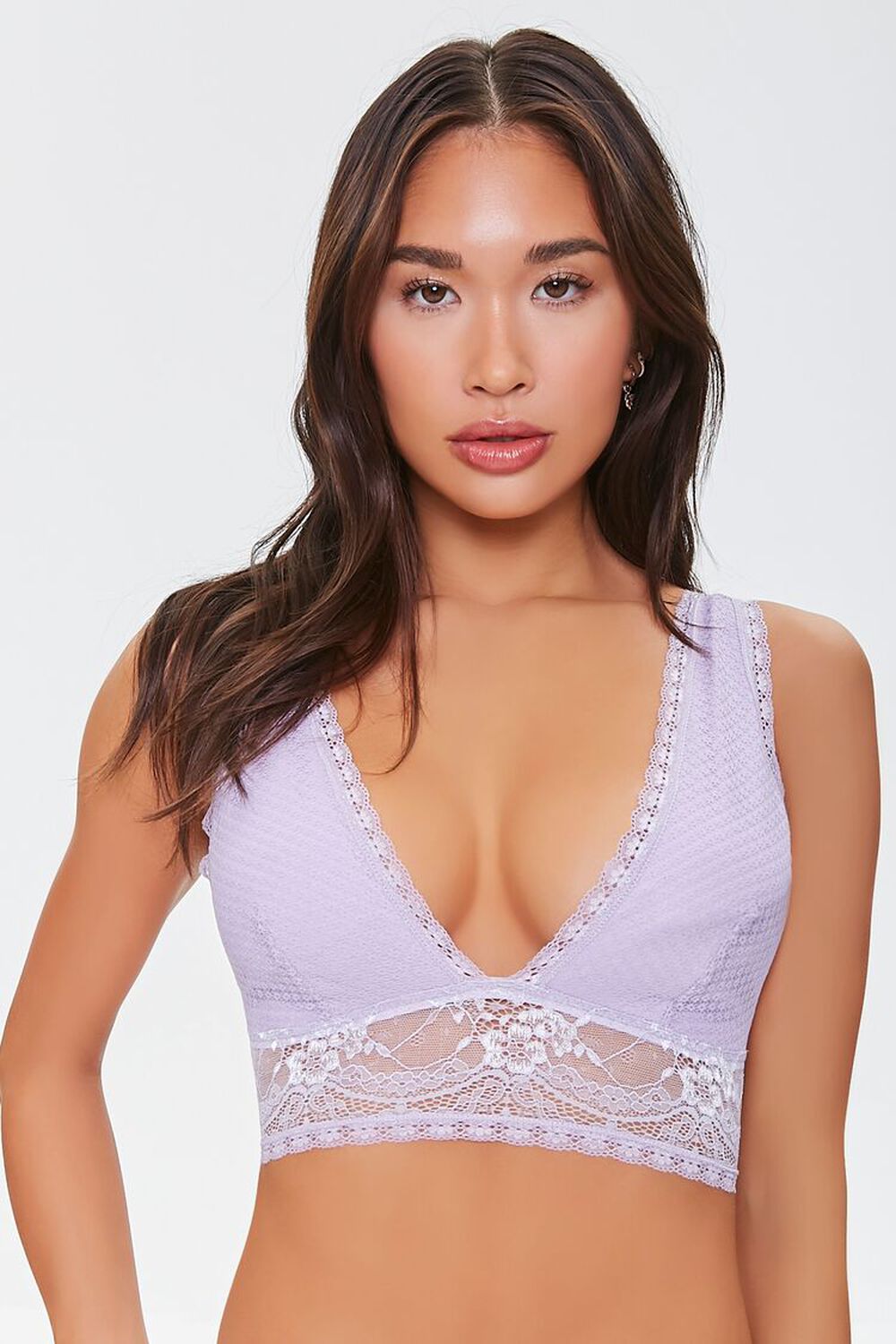 ORCHID Plunging Floral Lace Bralette, image 1