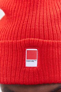 RED Men Embroidered Pantone Beanie, image 2