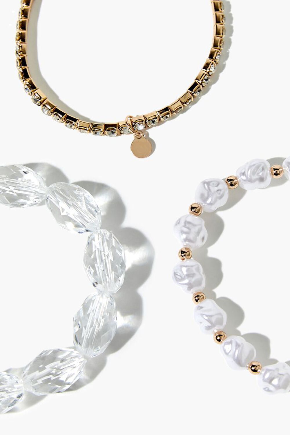 GOLD/CLEAR Faux Pearl Beaded Bracelet Set, image 1