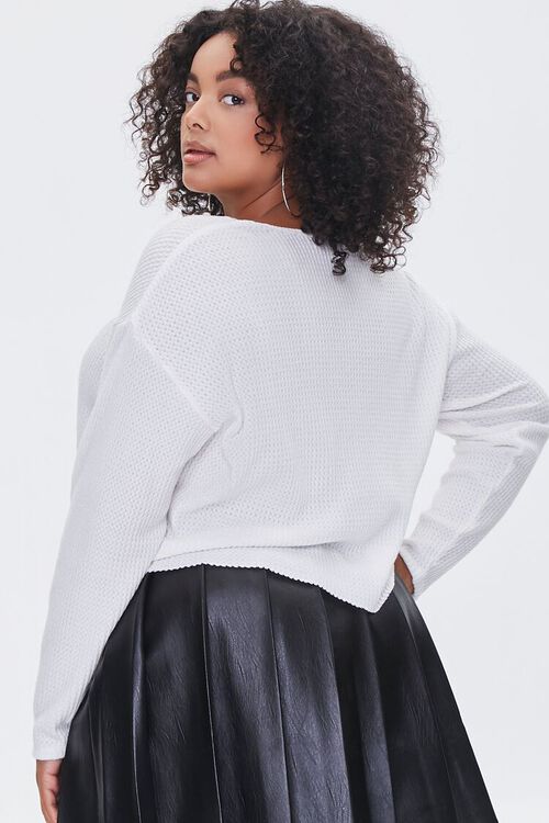 IVORY Plus Size Waffle Knit Crop Top, image 3