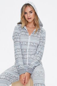 Fair Isle Hooded Pajama Jumpsuit, image 1