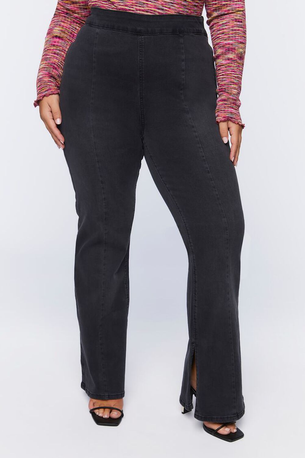 BLACK Plus Size High-Rise Split Flare Jeans, image 2