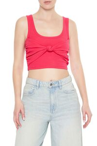 HOT PINK Cropped Bow Tank Top, image 1