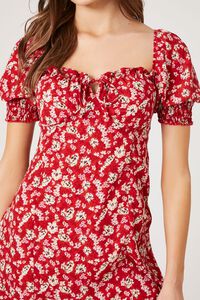 RED/MULTI Floral Print Puff-Sleeve Mini Dress, image 5