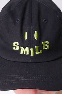 BLACK/GREEN Embroidered Smile Graphic Cap, image 2