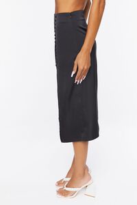 BLACK Button-Front Slit Midi Skirt, image 3