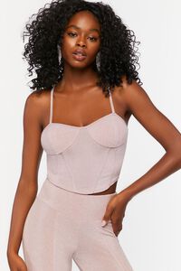 DUSTY PINK Glitter Bustier Cami, image 1