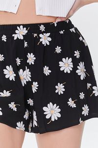 BLACK/WHITE Daisy Floral Print Shorts, image 5