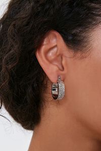 SILVER Ridged Hoop Earrings, image 1