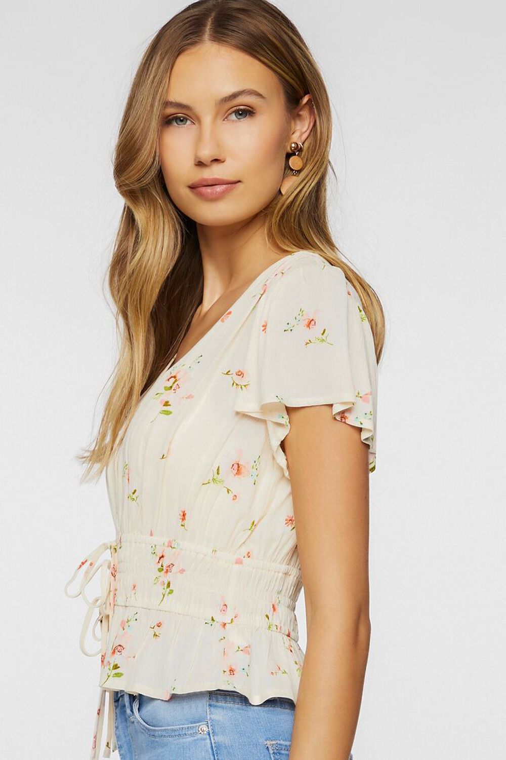 Plunging Floral Print Top, image 2