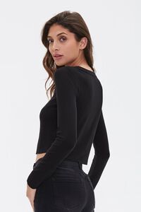 BLACK Cropped Henley Top, image 2