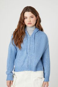 DUSTY BLUE Hooded Zip-Up Sweater, image 5