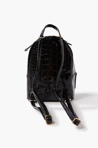 BLACK Faux Croc Leather Backpack, image 2
