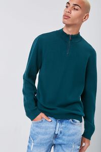 GREEN Marled Knit Half-Zip Sweater, image 1