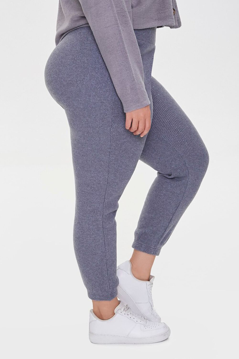 CHARCOAL Plus Size Ribbed Knit Joggers, image 3