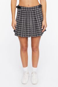 BLACK/MULTI Pleated Plaid Mini Skirt, image 2