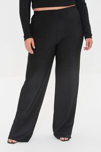 BLACK Plus Size Glitter Knit Crop Top & Pants Set, image 5