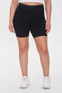 BLACK Plus Size Active High-Rise Biker Shorts, image 2