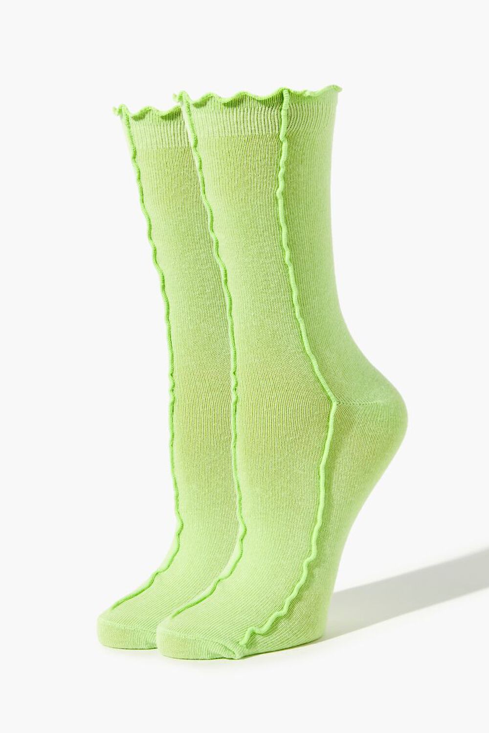 GREEN Lettuce-Edge Seamed Crew Socks, image 1