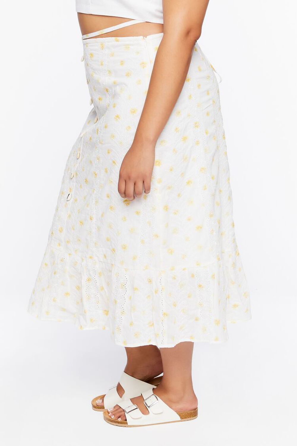 Plus Size Floral Print Shell Midi Skirt, image 3