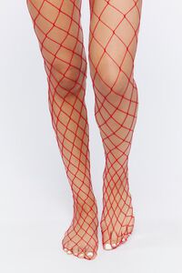 RED Sheer Fishnet Tights, image 5