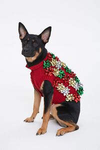 RED/MULTI Gift Topper Dog Sweater, image 2