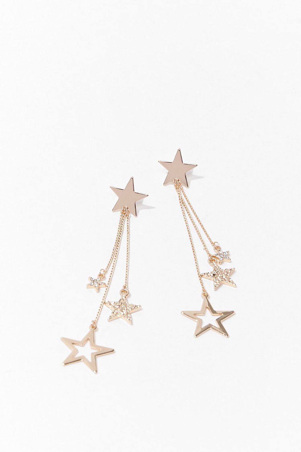 GOLD/CLEAR Rhinestone Star Drop Earrings, image 2