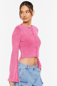FUCHSIA Ribbed Bell-Sleeve Crop Top, image 2