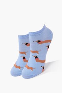 BLUE/MULTI Dachshund Print Ankle Socks, image 1
