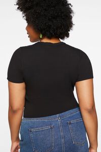 BLACK Plus Size Striped Cropped Tee, image 3
