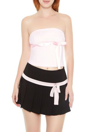Pleated Bow Mini Skirt