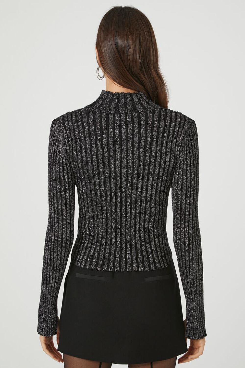 BLACK Glitter Knit Turtleneck Sweater, image 3